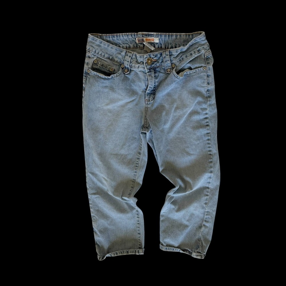 Y2K Faded Glory Stretch‎ Denim Capris Light Wash Cropped Jeans Womens Sz 10